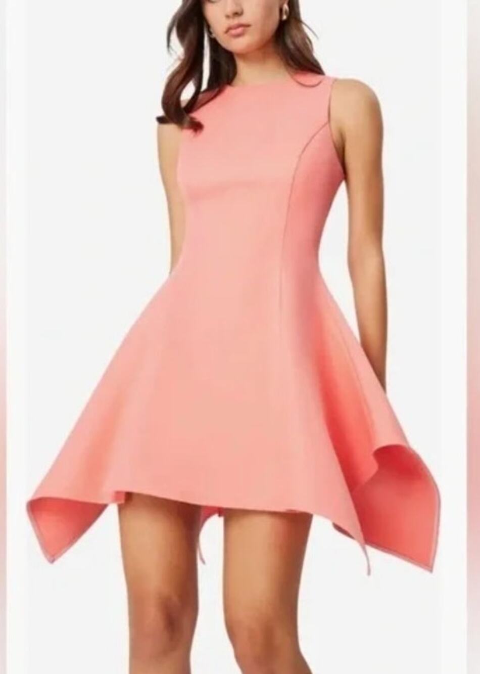 Elliatt Brianite Fit Flare Sleeveless Coral Minidress Large NWT Handkerchief Hem